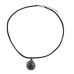 Collier unisexe Kaiming en argent sterling 925, motif Fu émaillé rétro ajouré, avec cordon tressé noir, chaîne de pull - Product Image 5