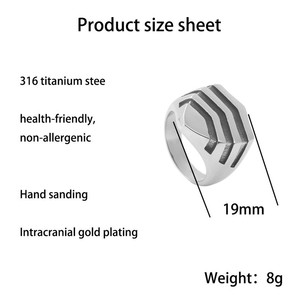 yunnique Men's <b>Titanium</b> Steel Shield <b>Ring</b> Silver Geometric Retro Punk Style Jewelry Gift 213006 - Product Image 2