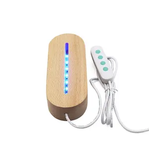 USB-betriebene RGB 7-Farben-LED-Basis Ovaler Nachtlicht ständer Holz licht basis für Schlafzimmer dekoration