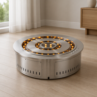Cheminée ronde contemporaine à vapeur d'eau, flamme 3D, cheminée décorative électrique sécurisée