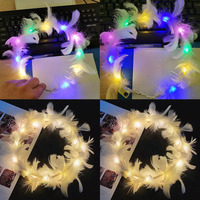 Guirlande de plumes blanches scintillantes à LED pour les fêtes d'anniversaire et de concert