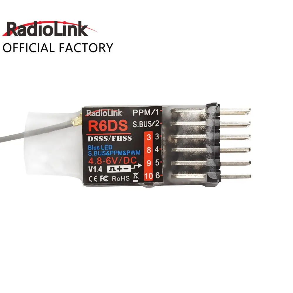 Radiolink R6DS 2.4GHz RC Receiver 6/10 Channels SBUS/PWM/PPM for Drone Airplane Fixed Wing AT9S Pro/AT10II Transmitter RX