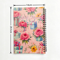 Carnet à spirale double fil personnalisé 205x140mm, motif floral, ligné, pour étudiants, vente en gros de papeterie