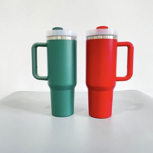 Gobelet de voyage de Noël 40 oz H2.0 rouge et vert avec poignée, revêtement poudré, pour gravure laser, expédié depuis l'entrepôt chinois - Product Image 3