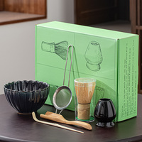 Service à thé japonais Matcha 6 pièces, kit Matcha avec bol Matcha fouet Matcha, support de fouet, passoire ensemble de Matcha élégant pour cadeaux