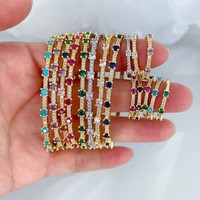 Bracelets empilables plaqués or 18 carats avec zircone cubique, bracelet multi-rangs pavé de cristaux CZ, bijoux colorés pour femmes