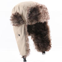 Chapeau de trappeur imperméable en polyester, casquette d'aviateur d'hiver avec cache-oreilles, doublure en velours, coupe-vent, chaud pour le froid, chapeau de bombardier d'extérieur unisexe