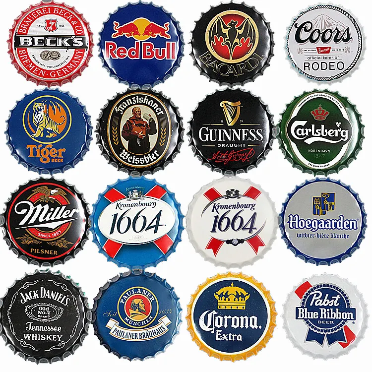 Beer Bottle Sign Vintage Plaque Metal Tin Signs Craft Cafe Bar Pub Signboard Wall Decor Retro Nostalgia Round Plates Poster 35CM