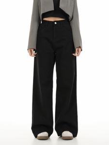Wholesale Custom Made <strong>Plus</strong> <strong>Size</strong> Winter Wear Cargo <strong>Pants</strong> for Women Loose Fit Washed Black Cargo Trousers - Product Image 3
