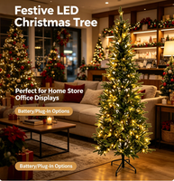 Sapin de Noël Artificiel Lumineux à LED, Aiguilles en PE Réalistes, Écran LED, 500-1000 Lumières, Charnières pour un Montage Facile, Support Métallique Robuste