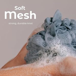 <b>Bath</b> Shower Loofah Sponge Pouf Body Scrubber Exfoliator Body Wash Sponge (Set of 3, Airy Blossom) - Product Image 5