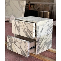 Newstar personnalisé moderne marbre Table d'appoint décor à la maison pilier travertin Table d'appoint naturel carré Cube marbre socle avec tiroir