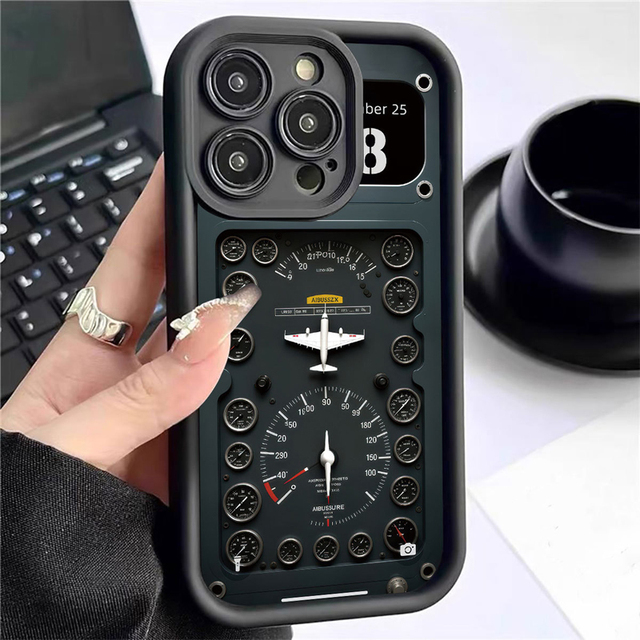 Airplane Instrument Photo Print Ladder Lens Style Shockproof TPU Mobile Phone Cover Case for Iphone 12 13 14 15 16 17 18 Pro Max