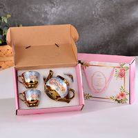 Ensemble cadeau de théière en porcelaine vintage européenne, théière et tasse rose, ensemble de tasses à café et à thé en céramique mignon pour les filles, fête