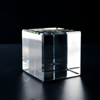 Cube de cristal vierge de haute qualité pour gravure laser 3D avec base en bois et lumière LED, veilleuse, décoration d'intérieur, lampe de table WDY-0516