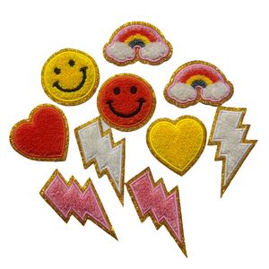 Patchs de bord scintillants dorés personnalisés, vente en gros, bâton sur initiales, patchs DIY - Product Image 1