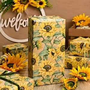 MAYPLUSS Kraft Sunflower Gift <b>Wrap</b> <b>Paper</b> 46.8 Sq Ft Recyclable Single Side Vintage Floral Design for Birthday Anniversary - Product Image 4