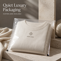 Sacs d'emballage pour vêtements en cellophane avec logo personnalisé, emballage de marque de vêtements de luxe discret, vente en gros et commandes personnalisées