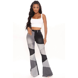 Jeans pour femmes assortis à la mode <span class=keywords><strong>de</strong></span> grand denim <span class=keywords><strong>de</strong></span> <span class=keywords><strong>jambe</strong></span> large des femmes en gros d'usine - Product Image 4