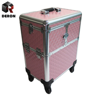 Chariot de maquillage professionnel de grande capacité 4 roues roulant Train vanité sac cosmétique Portable fermeture ouverte diamant