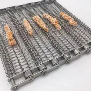 Durable 304 316 Stainless Steel Chain Link Spiral Wire Mesh Conveyor Belt For Food Industries