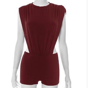 Elegante Europeanstyle Crossover Double Side Hollow Jumpsuit & Tight Fitness Shorts Conjunto de dos piezas para mujeres - Product Image 6