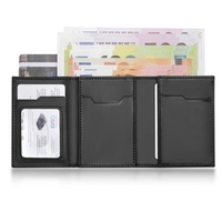 Dompet Kartu Kredit Kulit PU Unisex Anti RFID, Tempat Kartu Bisnis, Dompet Uang, Kantong Koin, Dompet Geser Aluminium