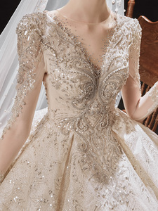 S236F 2025 Autumn Bridal Gown Temperament Starry Heavy Industry Tail Wedding <b>Dress</b> - Product Image 4