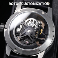 Montres OEM ODM, personnalisation du logo de la marque, mode, luxe, montre mécanique automatique squelette pour homme, haute qualité.