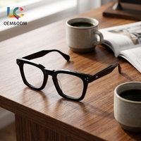 Montures de lunettes optiques en acétate faites à la main de qualité supérieure, montures carrées à bordure complète, lunettes de prescription, OEM, vente en gros personnalisée