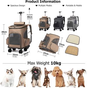 Mochila Transpirable con Ruedas para Mascotas, Aprobada por Aerolíneas, para Perros y Gatos Pequeños - Product Image 3