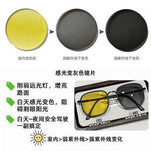 Lunettes de soleil photochromiques de vision nocturne unisexes, monture en plastique et métal, verres PC, protection UV, changement de couleur, protection contre la lumière bleue - Product Image 2