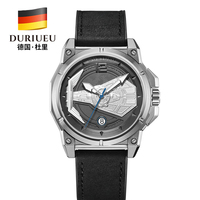 Montre mécanique automatique haut de gamme pour homme avec cadran sculpté 3D unique et bracelet en cuir souple – Montre-bracelet élégante pour la vente transfrontalière
