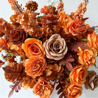 Boule de fleurs artificielles en soie orange brûlée L-320, faite à la main, pour mariage, Noël, remise de diplôme, centre de table