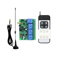 Interrupteur à distance RF 433 MHz DC 12V 24V 4CH, module récepteur de relais 10A avec émetteurs longue portée pour porte, lumière
