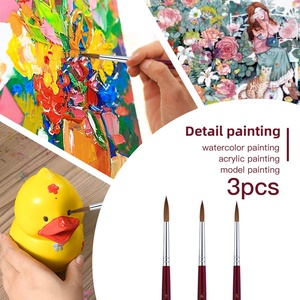 Bộ cọ vẽ màu nước 3 chiếc Kolinsky mới năm 2022, có thể in logo tùy chỉnh, lông chồn, cán ngắn - Product Image 6