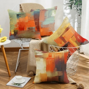 Vendita calda arancione arte astratta fodere cuscino decorativo per la casa di lino divano lombare federa - Product Image 1
