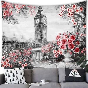 Tapices románticos de Francia, París, Torre Eiffel, pintura al óleo, tapiz de árbol rojo de Londres para dormitorio - Product Image 6