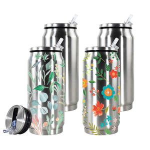 Vasos de sublimación en blanco, latas de 12/20 oz, vasos de acero inoxidable de doble pared con aislamiento al vacío para refrescos, vasos para coche con tapa y pajita. - Product Image 1