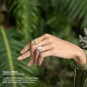 แหวนแฟชั่น ชุบทอง PVD สแตนเลสสตีล 316L ทนทาน เป็นมิตรต่อสิ่งแวดล้อม - Product Image 3
