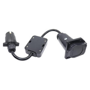Adaptador de 7 pines europeo a americano negro para remolques, arnés de cableado, línea combinada de freno/dirección, convertidor de luces traseras para remolques - Product Image 2