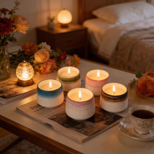 Jarrón de Cerámica Hecho a Mano, Estilo Nórdico, Texturizado, para Velas Aromáticas de Cera de Soja, Decoración del Hogar, Regalo de Boda - Product Image 3