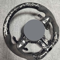 Volant sport en forme de D en fibre de carbone forgée et cuir, personnalisable avec LED et couleur de surpiqûres noire, prix usine J Auto