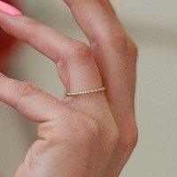 Kadınlar için Boncuklu Yığınlanabilir Yüzük, 2mm, Altın Kaplama Pirinç Zarif Minimalist Bant, 4 Renk