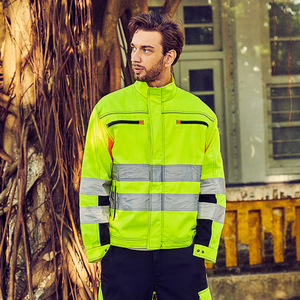 Ensemble de vêtements de travail haute visibilité pour hommes, veste et pantalon en coton jaune pour atelier d'usine, normes européennes Xk 22 189 - Product Image 3