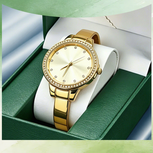 Reloj de Negocios Clásico y Elegante para Mujer, de Acero Inoxidable, con Detalles de Diamantes, Marcadores de Hora con Pedrería, Esfera Acrílica, Esfera Solar - Product Image 3