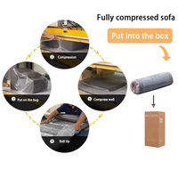 Canapé d'angle en tissu crème compressé sous vide, écologique, durable, moderne et minimaliste pour appartement