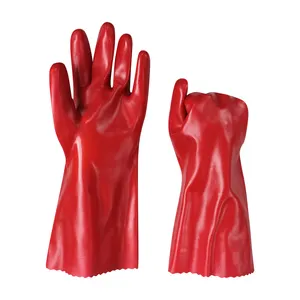 Durable Red Oil Resistant industrial glove Chemical Resistant PVC Gloves waterproof nitrile gloves
