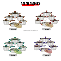 12 pièces de batterie de cuisine minimaliste en acier inoxydable pour chef, avec poignée économique, pour restaurant