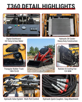 Chargeuse compacte sur chenilles Kubota T360 avec moteur chinois, haute efficacité pour l'aménagement paysager et les travaux d'excavation